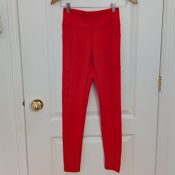 Rise High-Rise Leggings w/ Pockets – Red, Size S (Never Worn) #83 - Picture 1 of 5